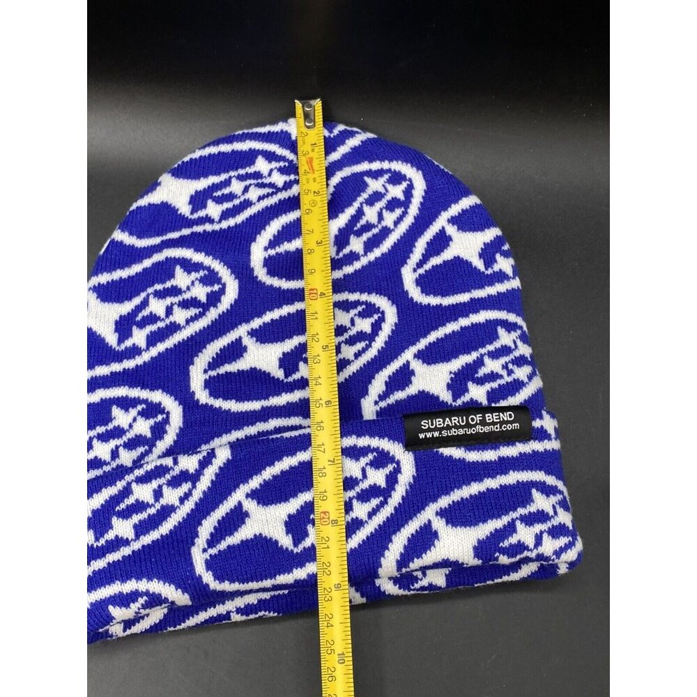 Subaru Of Bend Central Oregon Beanie Hat Blue White Spell Out - Picture 3 of 8